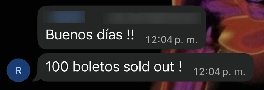 Cliente: 100 boletos sold out
